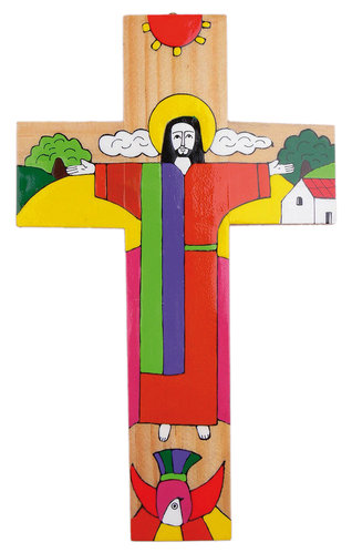 Kinderkreuz: "Jesus auferstanden", 25cm handbemalt