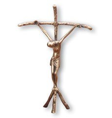 Papst-Stehkreuz, Bronze 35 cm