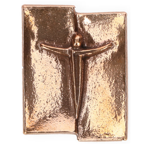 Kreuzplakette mit Korpus aus Bronze