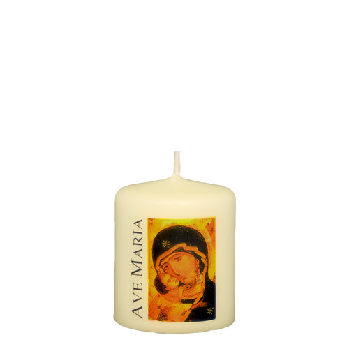 Kerze, Transferdruck Madonna mit Kind