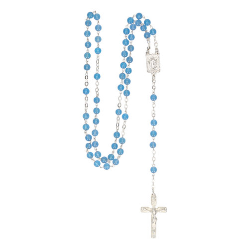 Rosenkranz blaue Achat-Perlen, 35 cm, gekettelt