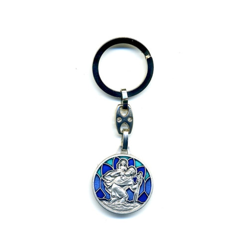 Schlüsselanhänger Christophorus, blau